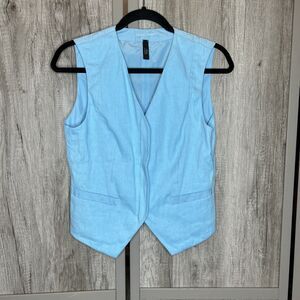 Marc Cain Sports Womens Vest Zipp Closure Linen Cotton Blue Color Size 1